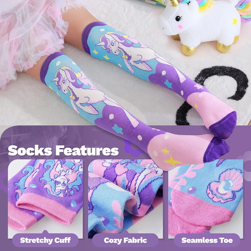 ANTSANG Kids Girls Knee High Socks Fashion Funny Crazy Stockings Gift Cute Novelty Long Boot Cotton Socks for Child 6 Pairs - Image 4